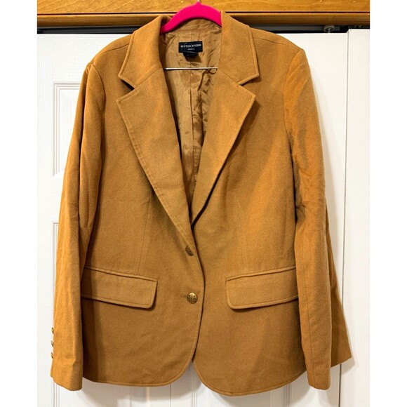 Sutton Studio Jackets & Blazers - Sutton Studio 100% Cashmere Blazer Jacket Tan Button Front Lined Pockets 18W/L